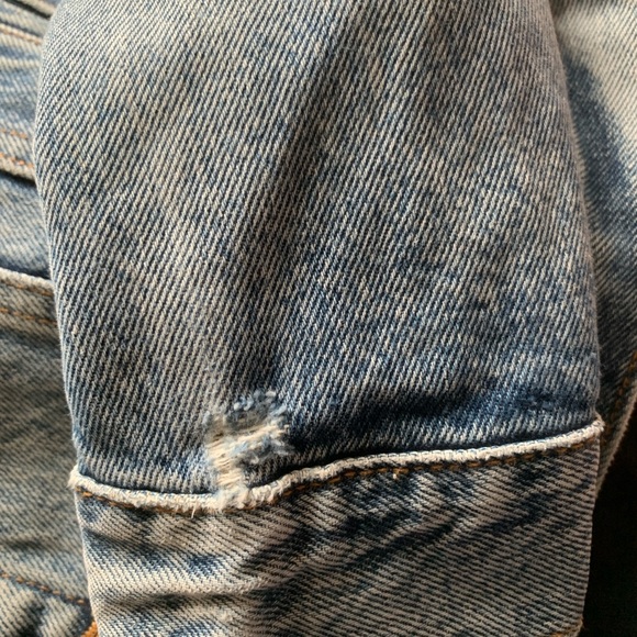 Lucky Brand Tomboy Trucker Denim Jacket Boho Mud Cloth Evil Eye M - Picture 11 of 16